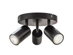 Teto Led 3 Spots Redondos Orientáveis Gu10, 3 Spots Pivotantes, Iluminação Teto, Preto, P/ Cozinha (luz Branca Quente).