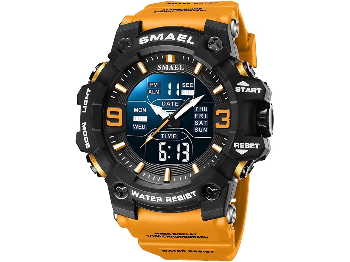 Reloj digital Sziqiqi de esfera grande, doble pulsera, color rojo