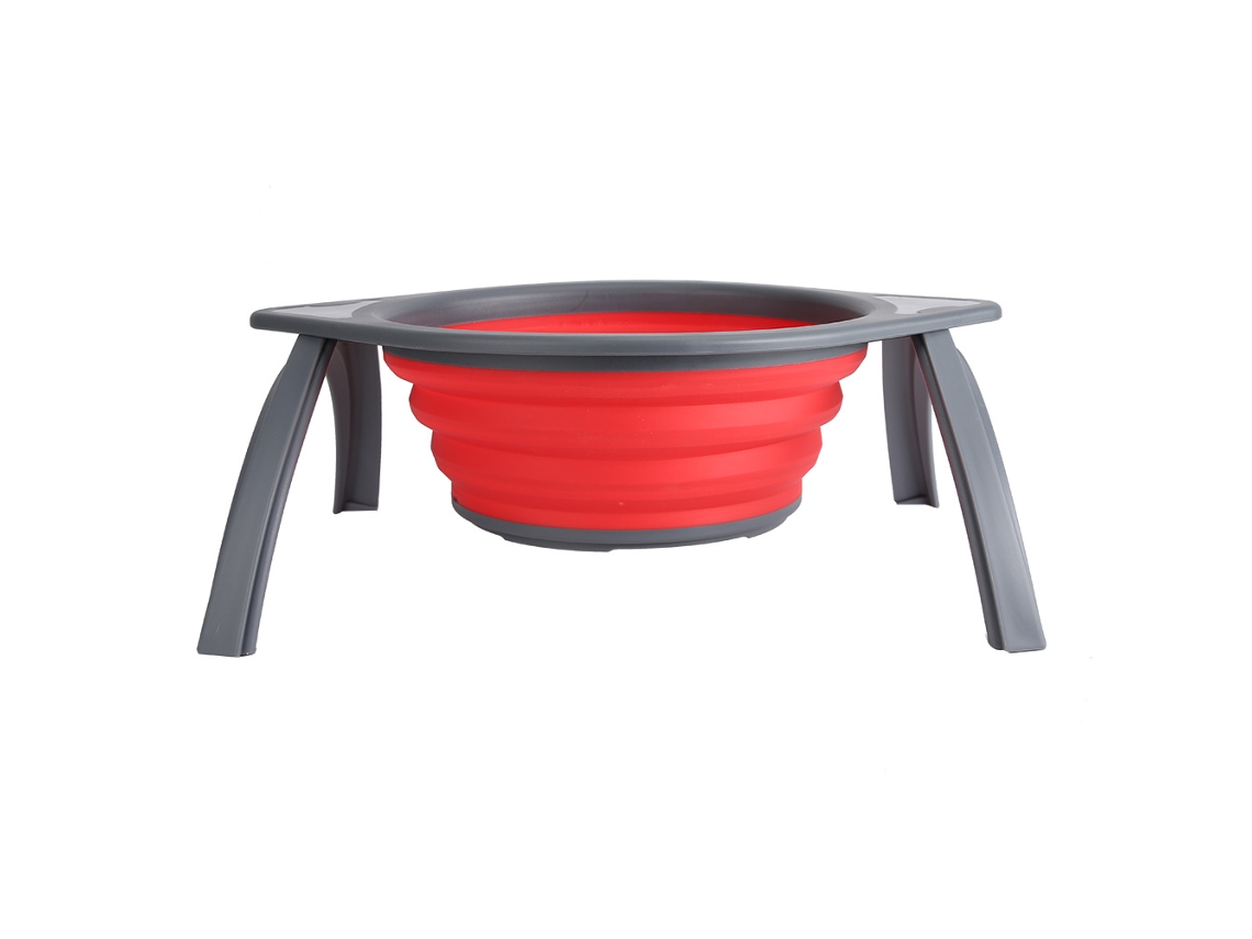 Cesta De Filtro De Silicona Plegable Con Soporte Para Lavar Frutas Y Verduras - Rojo/gris