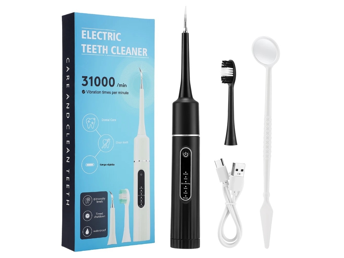 (negro) Raspador Dental Ultrasónico, 6 Modos, Escáner Dental Eléctrico, Resistente Al Agua