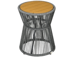 Mesa De Bistró De Plástico Con Patas Ajustables, Color Gris Natural.