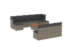 Maison Exclusive - Set De Sofás De Jardín 11 Pzas Y Cojines Ratán Sintético Gris