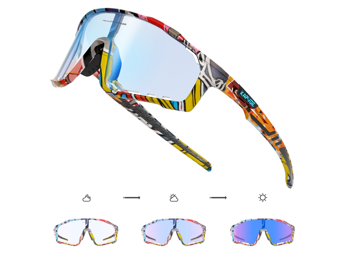 (Azul 3) Gafas de ciclismo fotocromáticas unisex, gafas de sol con protección UV400.