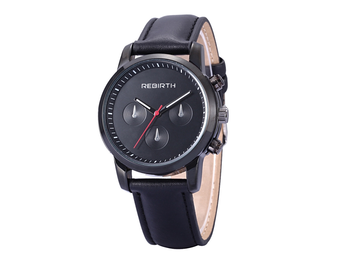 Reloj De Pulsera Analógico De Cuarzo Con Correa De Pu, Elegante Estilo Negro, Alliage