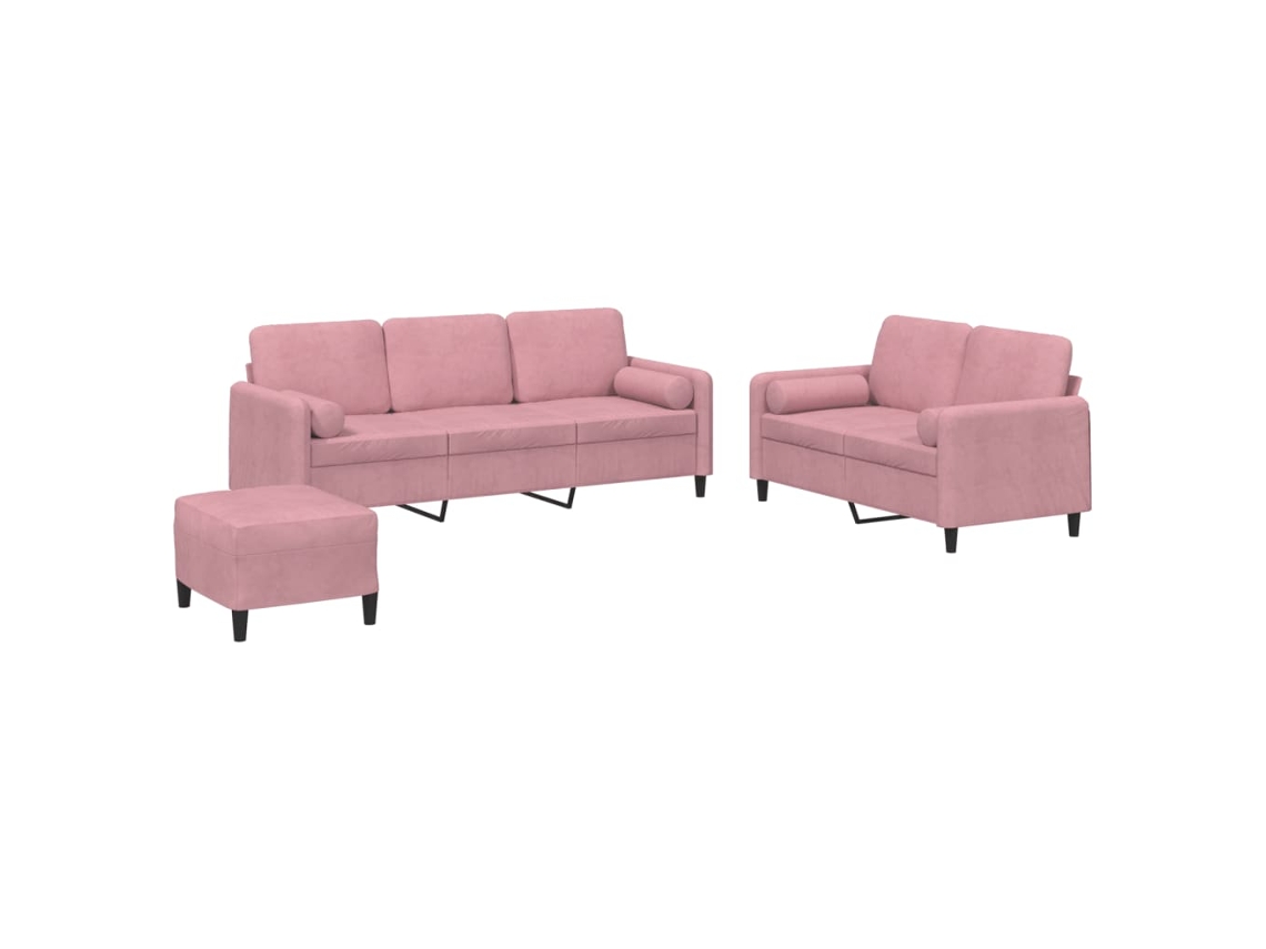 Maison Exclusive - Juego De Sofás Con Cojines 3 Piezas Terciopelo Rosa