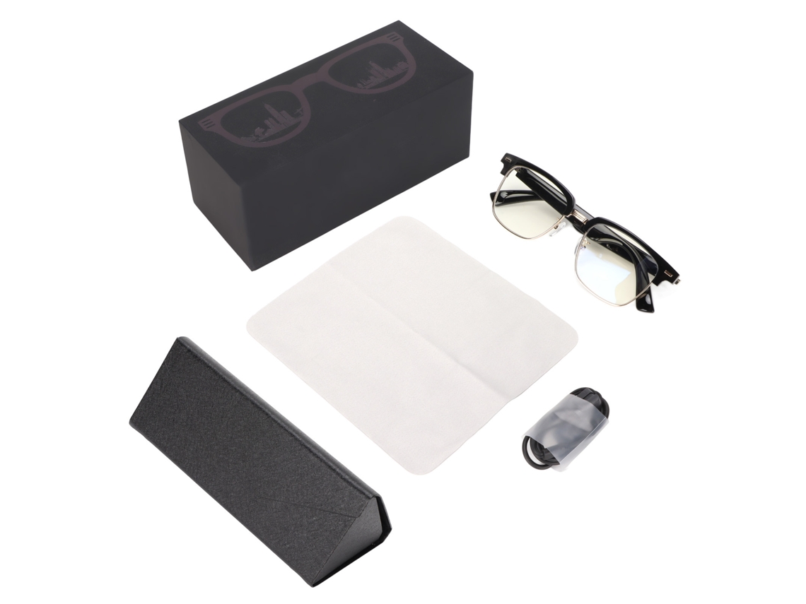 Óculos Inteligentes Sem Fio Bt 5.0 Anti Luz Azul Com Microfone E Chamadas Hands Free Uv400 Ip65