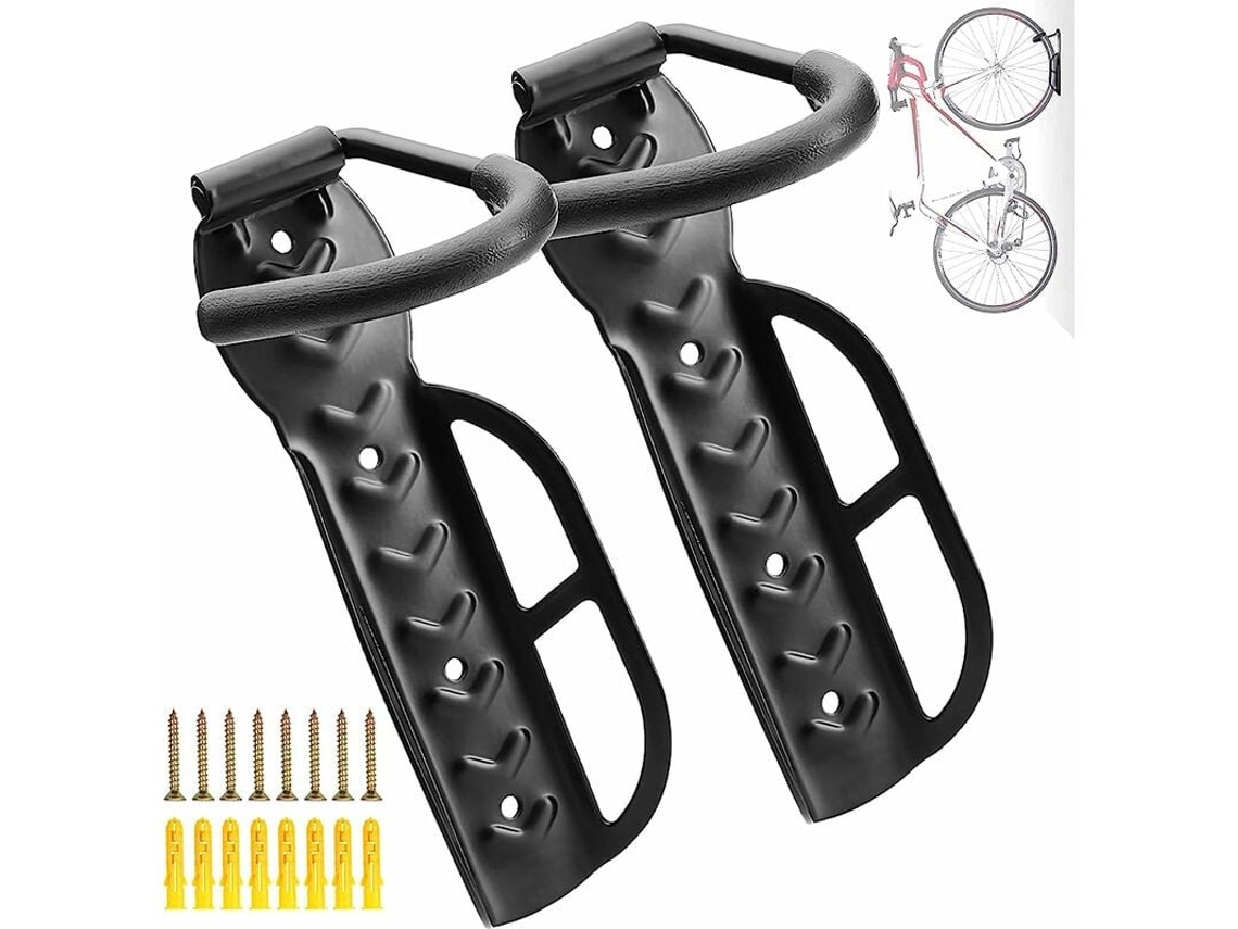 Portabicicletas portátil para uso en interiores y exteriores, soporte de pared compacto con bandeja para neumáticos, fácil instalación, portabicicletas resistente.