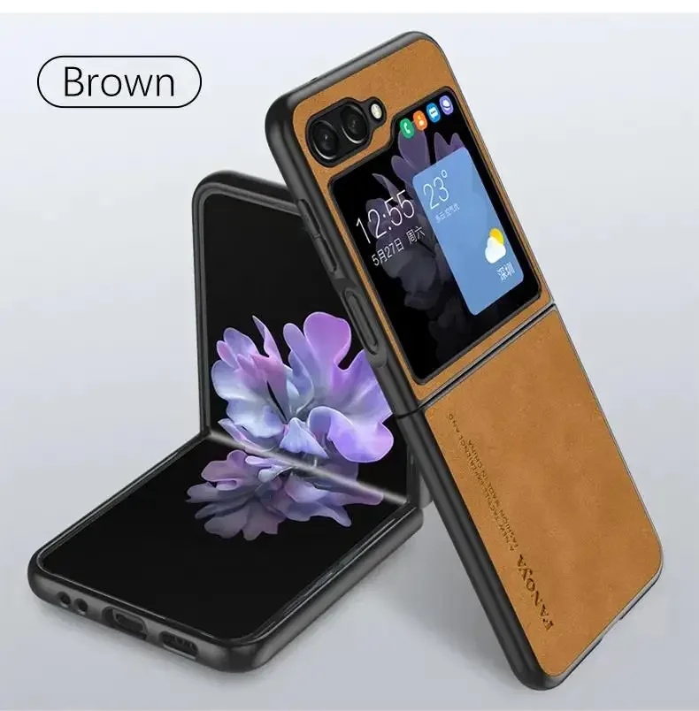 (marrón, Galaxy Z Flip3 5g) Funda De Piel De Oveja Vintage Para Teléfono Móvil Con Tacto De Piel Para Samsung Con Protección Antichoque