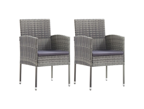 Conjunto 2 Silla De Jardín VIDAXL Gris Poli Ratán