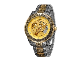 NEVEANCE Reloj Masculino Europeo y Americano, de Estilo Casual, con Diseño Hueco, Retro, Tallado, Automático y Mecánico