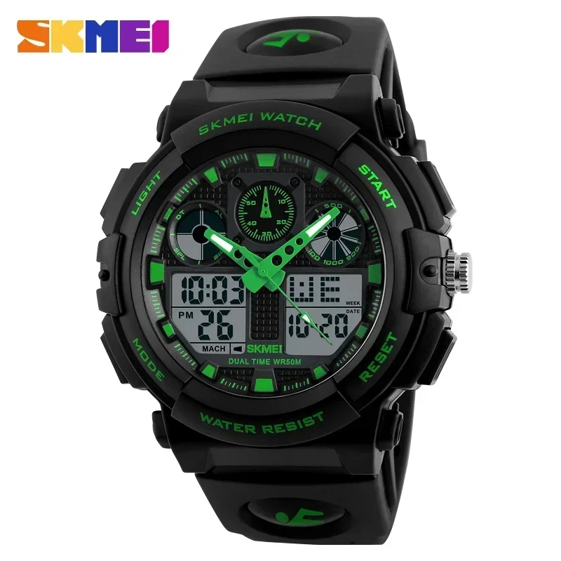 Reloj Deportivo (verde) Con Pantalla Que Indica El Día De La Semana Y Resistente Al Agua Hasta 50 Metros.