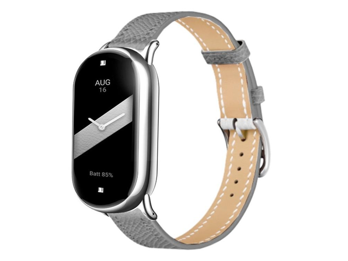 Correa para Xiaomi Smart Band 10/9/8 - Piel - Hebilla plateada fina
