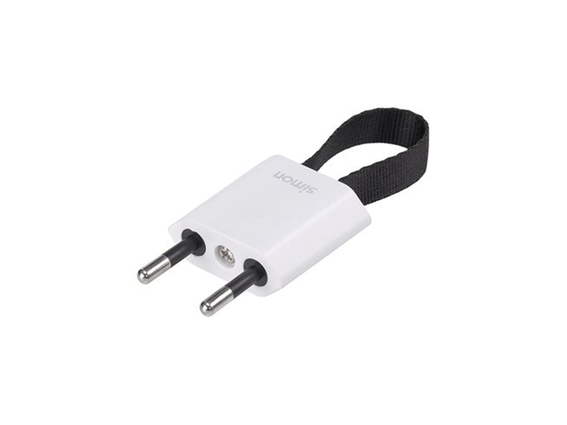 Enchufe Schuko de 2 pines con salida frontal/lateral, color blanco, Simon (10 A, 250 V, IP20)
