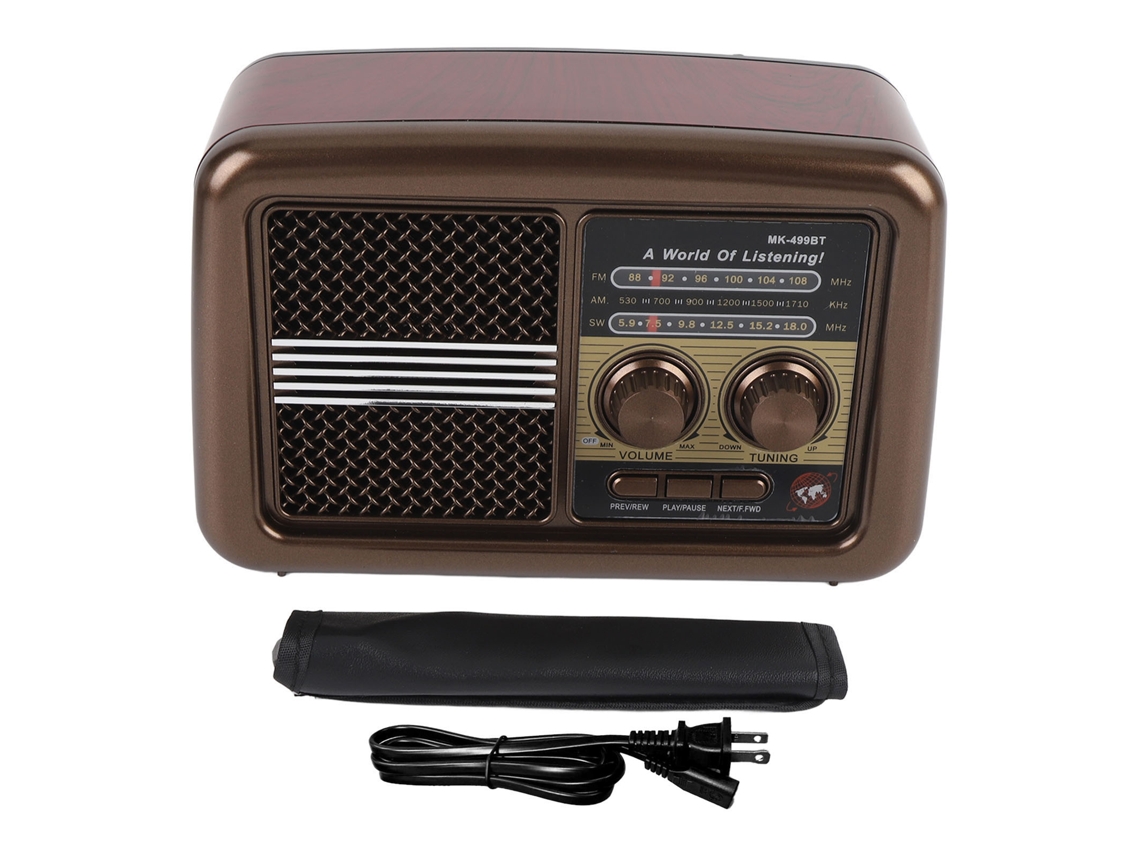Rádio Portátil Am Fm Sw Com Alto-falante Bluetooth Banda Completa Antena Retrátil Para Casa Cozinha Exterior Vermelho Plug Us