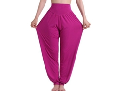 2026-pantalones Harem De Yoga Para Mujer Hippie Boho Verano Sueltos Joggers Elásticos Talla Grande Xl Morado Rojo
