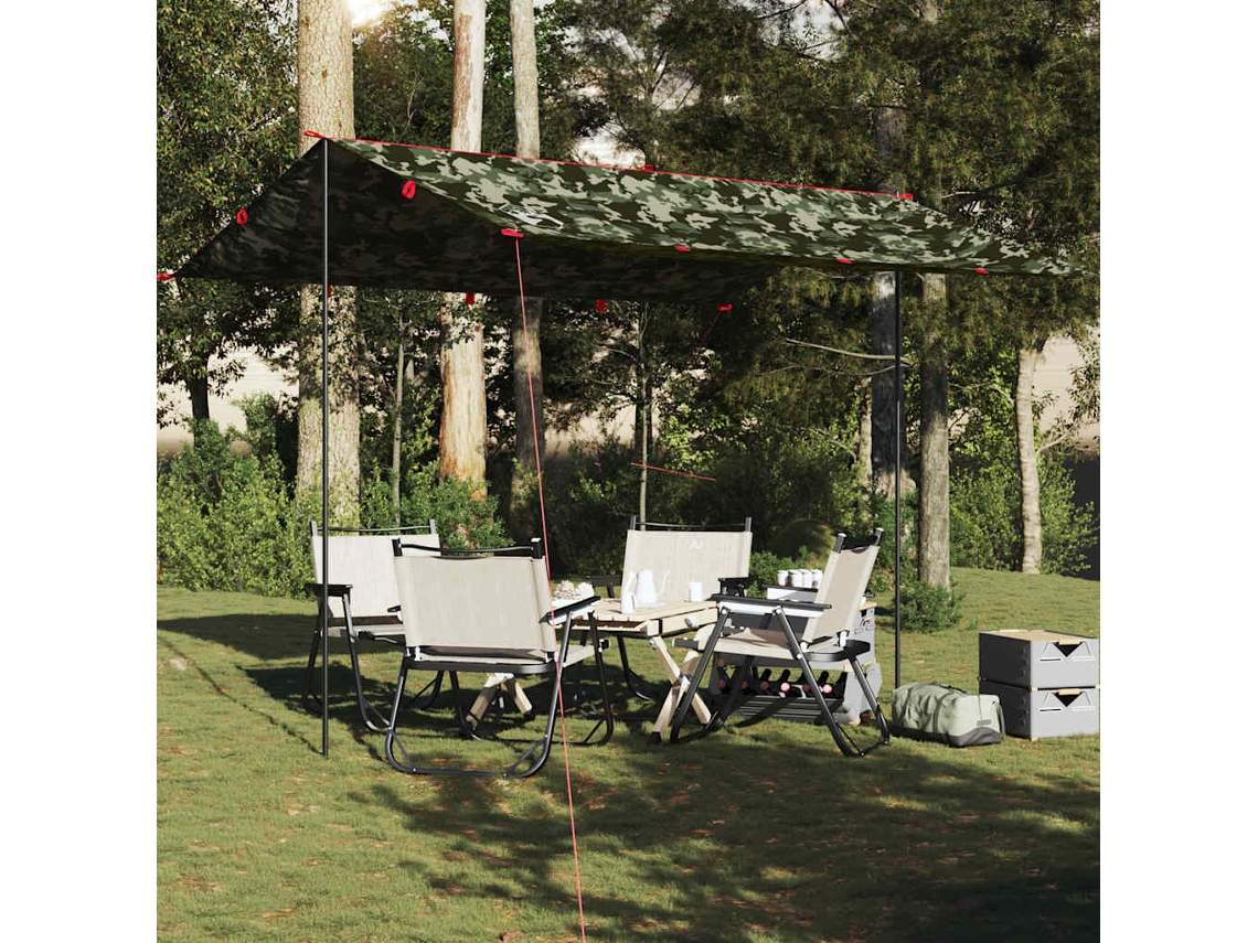 Lona de camping de 366x306 cm, impermeable, con estampado de camuflaje.