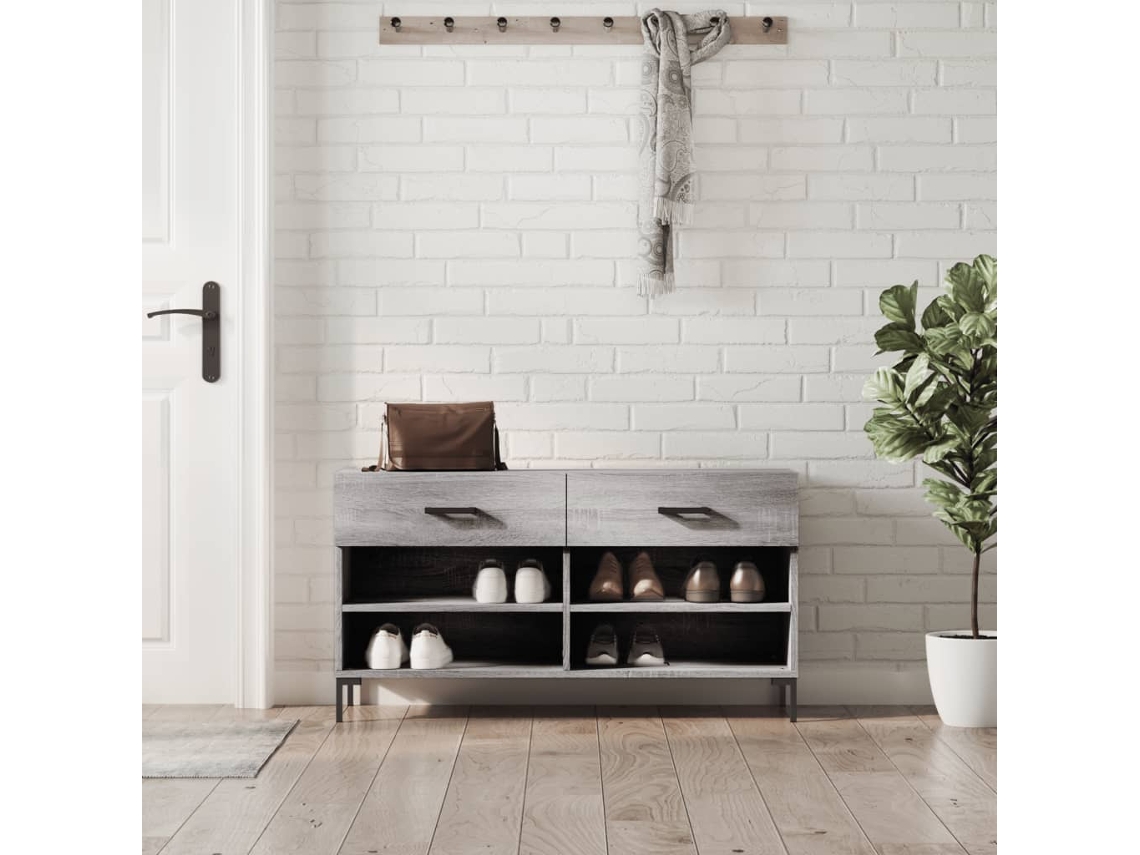Banco Zapatero Organizador en Derivados de Madera Gris Sonoma 102X35X55 Cm