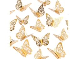 72 pegatinas de pared 3D de mariposas doradas para decoración de varios tamaños para dormitorio infantil, sala de estar, baño y fiesta.