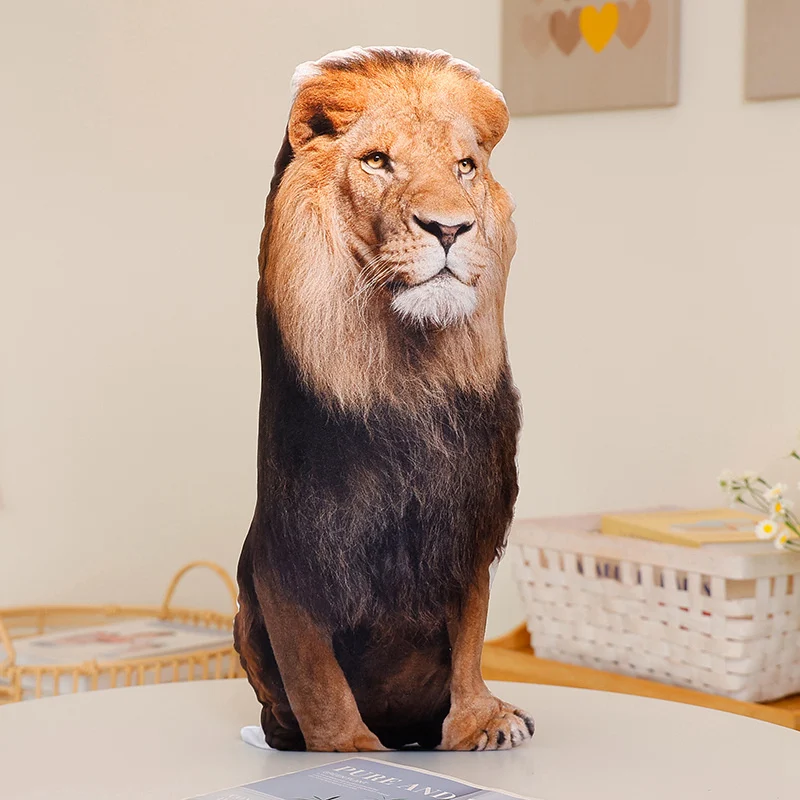 Cojín decorativo 3D con estampado de león, ideal para sofá o dormitorio. MDUG (40 x 36 cm)