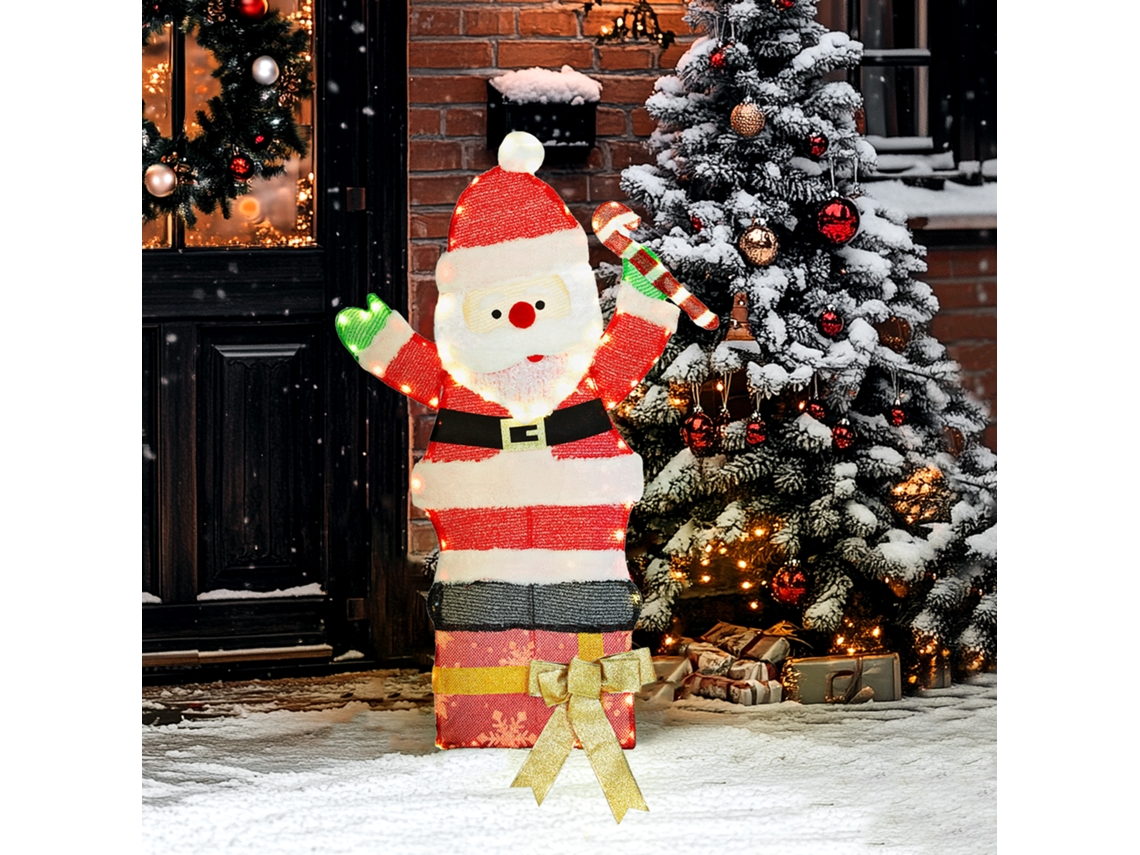 Papá Noel Iluminado 90 Cm 97 Led Luz Cálida Decoración Navideña