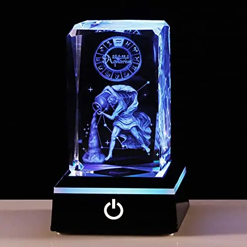 (acuario) Modelo De Cubo De Cristal 3d De Acuario, Regalo Astrológico