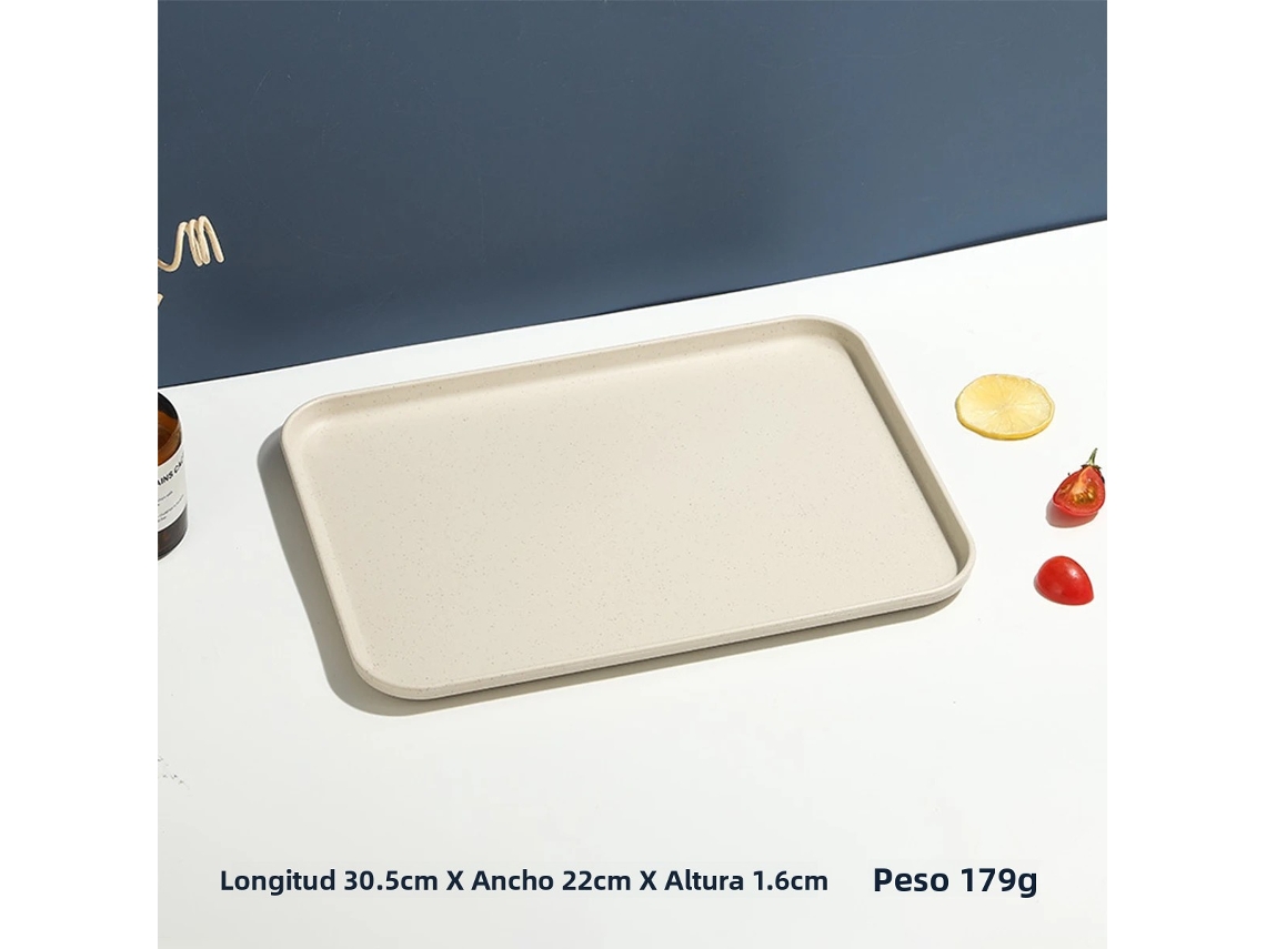 Bandeja rectangular de plástico para uso doméstico y de mesa, ideal para té y vasos. Mdug (beige M)