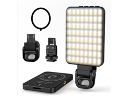 Luz para selfies con 128 LED, 2000 mAh, ajustable, 3 modos de iluminación para celular, cámara, portátil y iPad CHRONUS (negro)