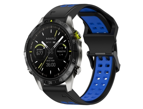 Correa de reloj inteligente para Garmin MARQ Athlete Gen 2 22 mm Silicona Hebilla inversa bicolor (Negro + Azul)