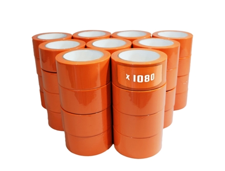 Lote de 1080 Cintas adhesivas naranja de PVC 50 mm x 33 m para el sector de la construcción - Cinta adhesiva TECPLAST