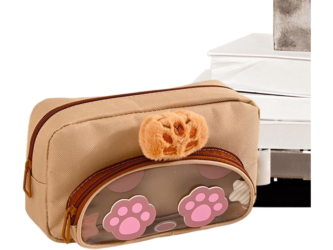 Organizador de bolígrafos con cremallera y estampado animal, estuche para lápices de gran capacidad para estudiantes.