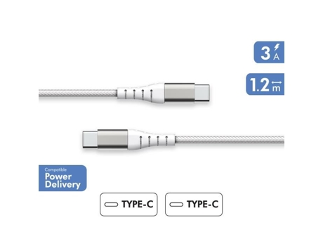 Cable Usb-C Garantido Vitalício Reciclado Force Power Plástico Blanco