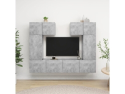 6 Pzs Pack de Muebles de Armario Tv Contrachapado Gris Cemento