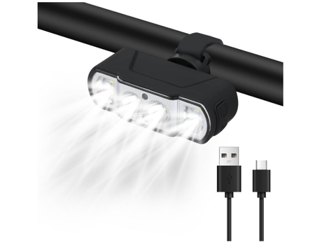 Faro de bicicleta LED de 500 lúmenes, luz de bicicleta con sensor inteligente, faro de bicicleta impermeable, batería recargable USB-C de alta capa...