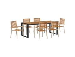 Maison Exclusive - Juego de comedor de jardín de 7 piezas de mimbre beige y marrón