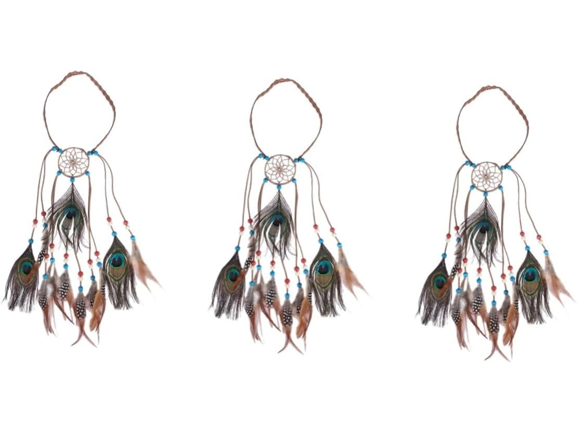 3pièces Diadema Plumes Accessoire De Cabello Avec Attrape- Style Hippie Pour Festivals Et