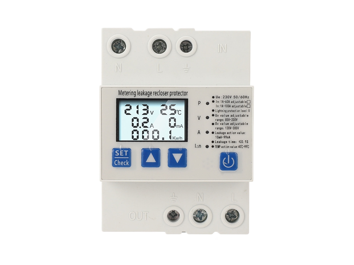 Protector Automático De Recuperación Automática Contra Sobretensión Y Baja Tensión Ac230v 1a‑63a