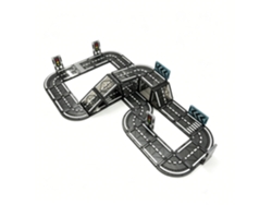 Relaxdays, Bloques Magnéticos Para Carreteras, Set Con Semáforos Y Curvas, Plástico Abs, 70 Piezas