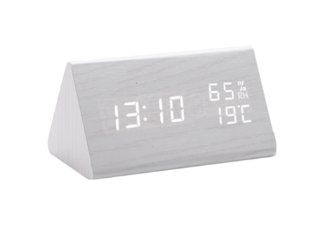 El despertador del higrómetro del LED llevó el higrómetro de madera del reloj digital electrónico del triángulo del reloj de madera