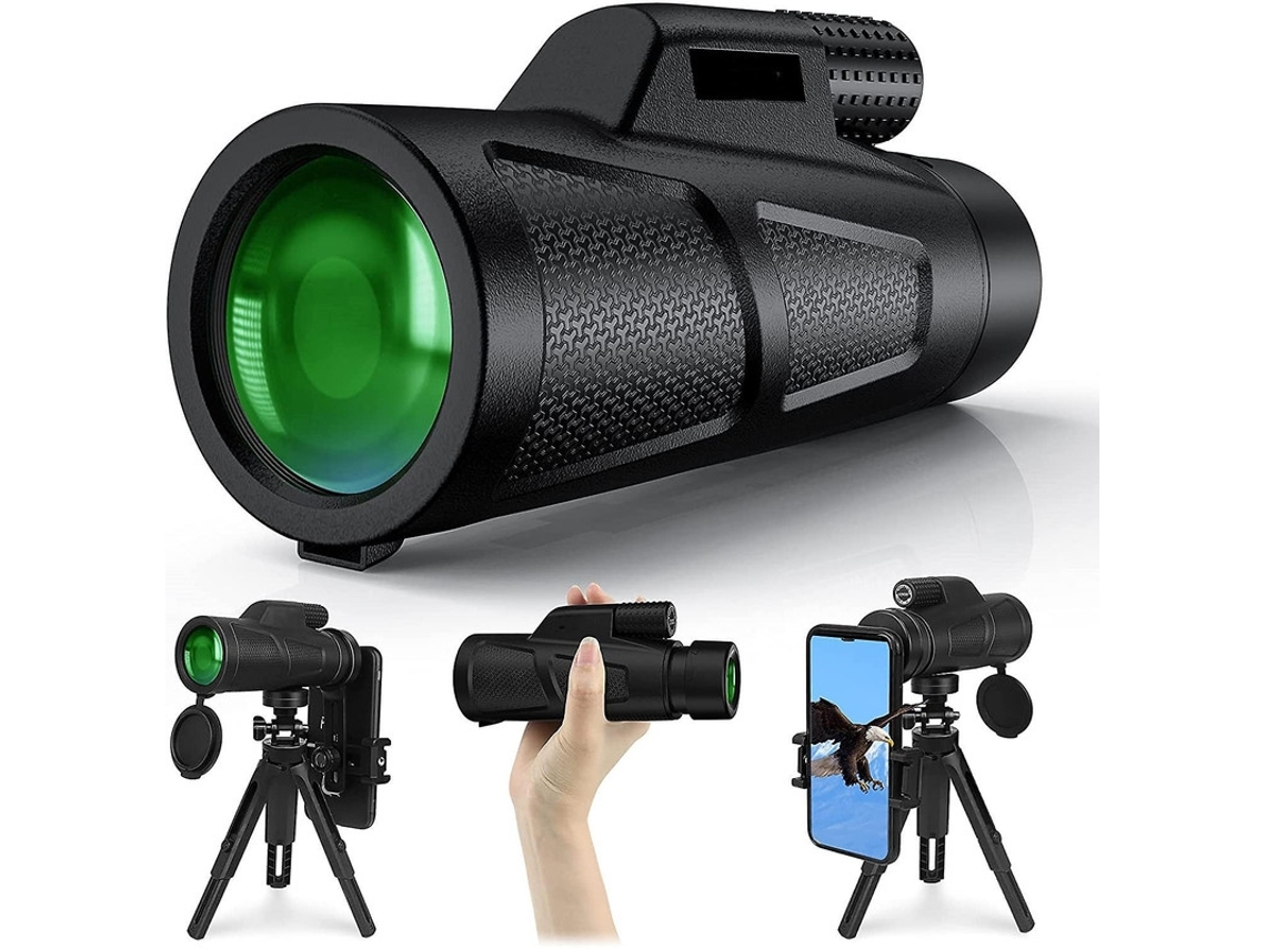 Monocular Chennnls HD de alta potencia 12x50 con trípode para smartphone, telescopio monocular con prisma Bak4, monocular portátil impermeable para viajes