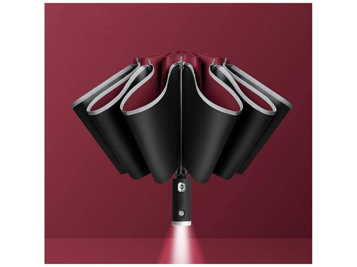 Paraguas Triple Plegable Con Apertura/cierre Automático, Bordes Reflectantes Y Linterna Led.