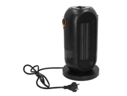 Calefactor eléctrico oscilante con mango de cuero sintético, protección contra caídas y sobrecalentamiento, ideal para oficina y hogar.