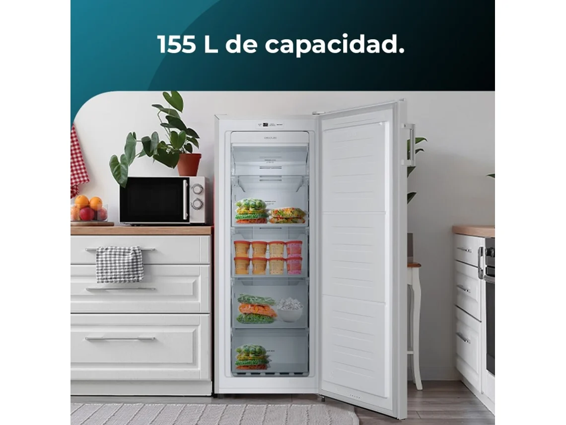 Cecotec Congelador Vertical De 155 Litros Bolero Coolmarket Uf 155 White E. Bajo Consumo, Total No Frost