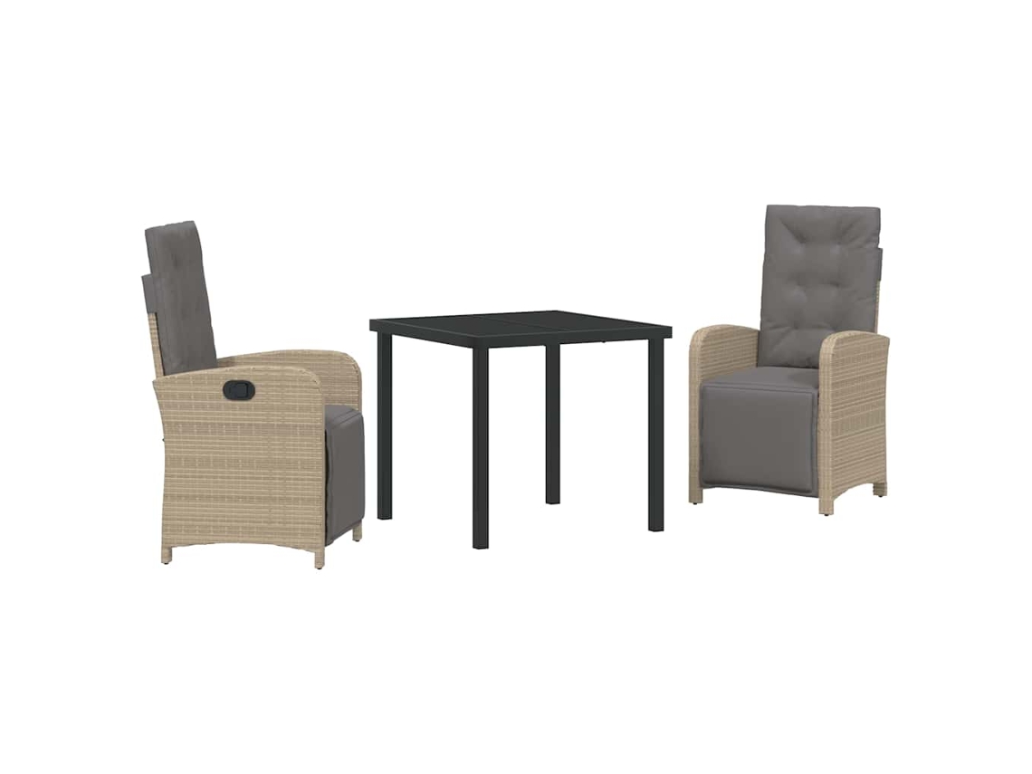 Conjunto De Comedor De Jardín 3 Uds | Mueble De Jardín Beige Ratán Sintético