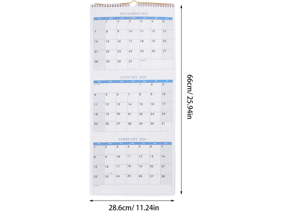 Calendario De Pared, Visualización Mensual Por Página