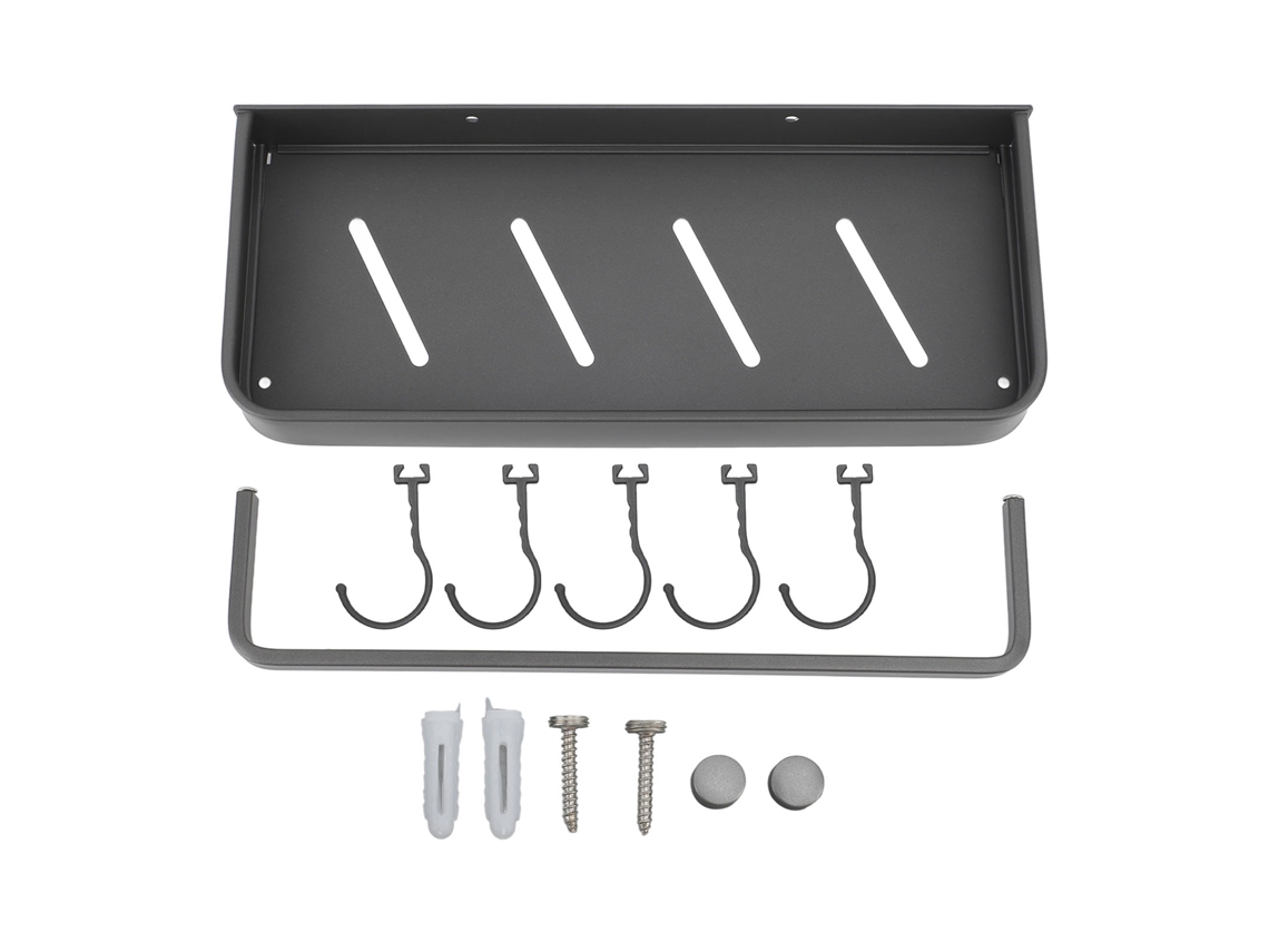 Estante de ducha de pared, cesta de aluminio, gran capacidad, diseño moderno, versátil, estante de almacenamiento con colgador de toallas.