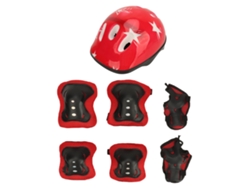 Rebe-conjunto De Equipo De Protección Para Niños Casco Bicicleta Rodilleras Cotilleras Muñequeras Ajustable Para 5-14 Años Rojo