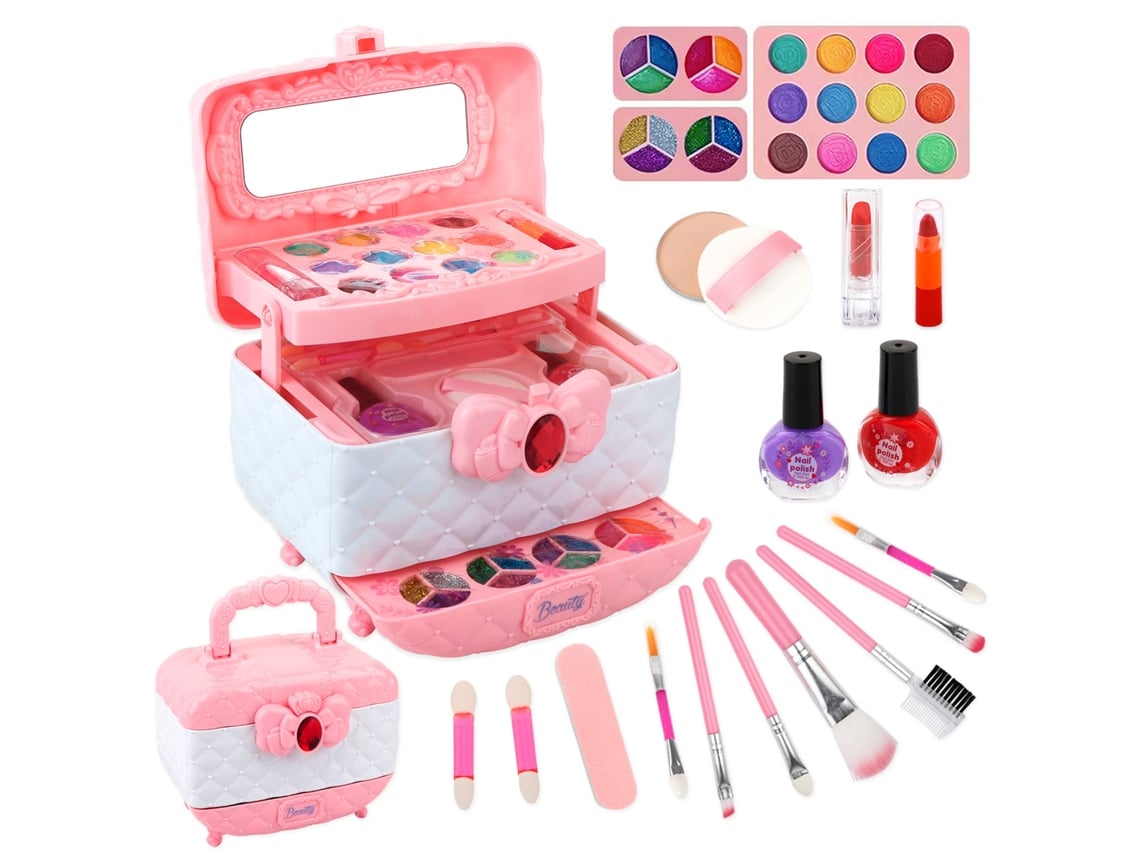 Conjunto De Maquiagem Para Meninas Brincadeira Lavável Com Mala Presente De Aniversário Natal