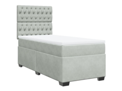 Maison Exclusive - Cama Box Spring Con Colchón Terciopelo Gris Claro 80x200 Cm