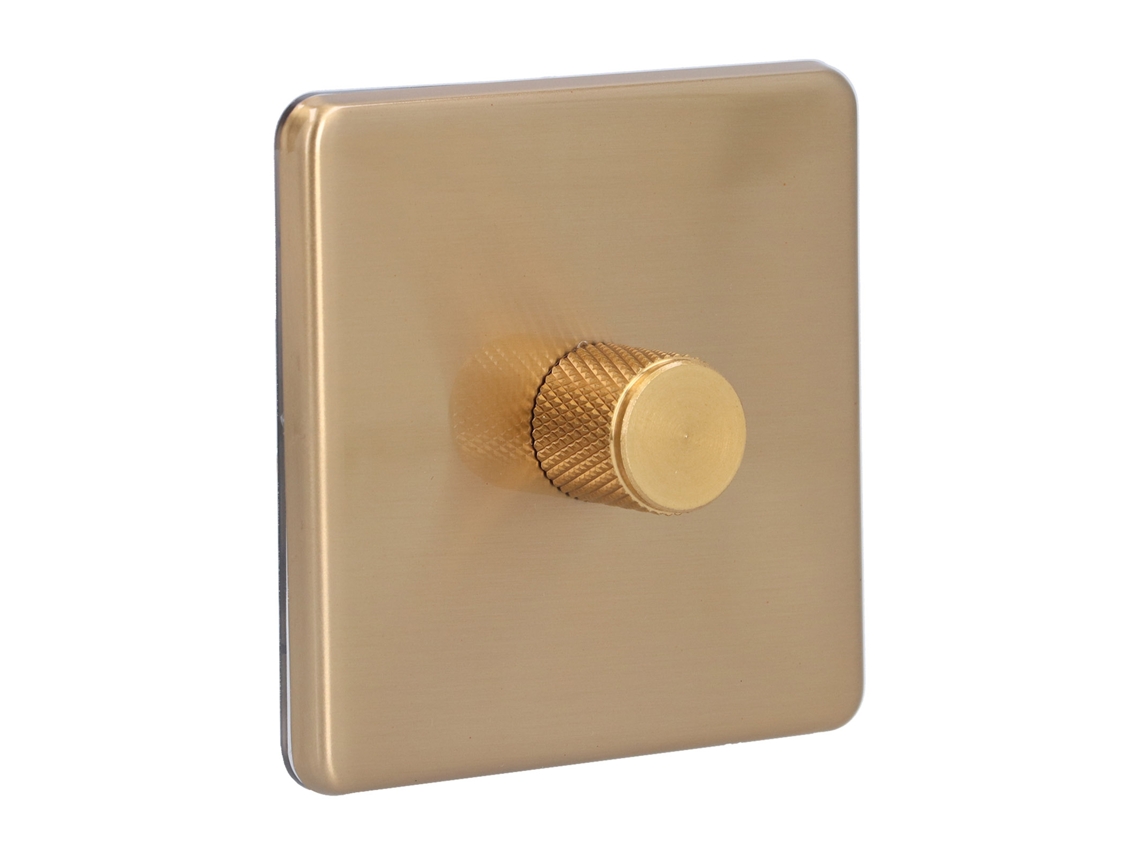 Veloriskku-interruptor Dimmer De Luz De Latón Cepillado Resistente A Rasguños Duradero Para Hogar Ac220v Luz Monocromática