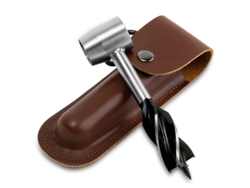 Taladro manual de carpintería con taladros y funda. Herramienta multiusos de acero resistente para acampada y supervivencia.